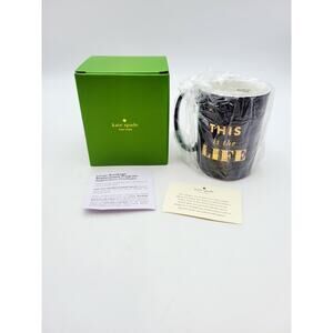 Lenox Kate Spade New York Simply Sparkling This Is The Life Mug 12Oz Black Gold